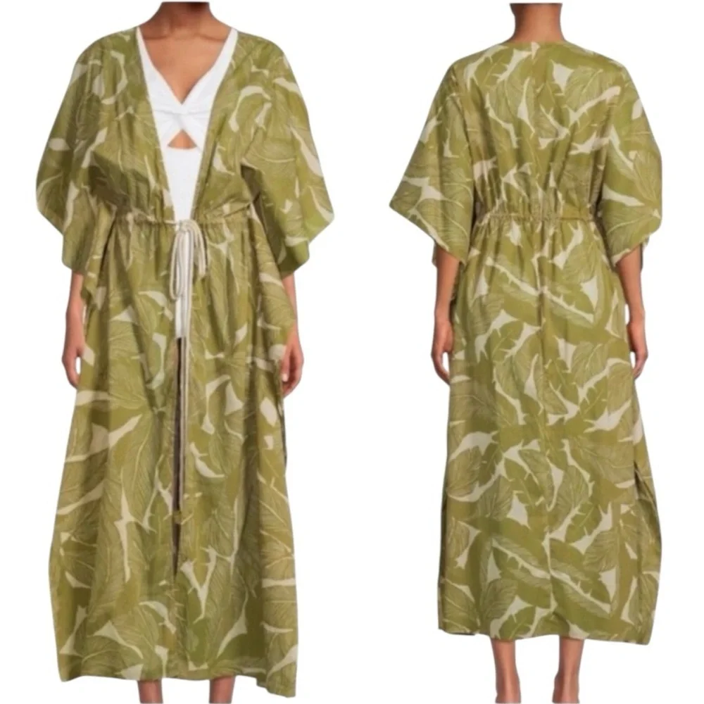 True Destinations Caftan Coverup size small Flutter Sleeve Beach palm vacation